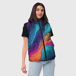 Женский жилет Перья эбру абстракция, цвет: 3D-черный — фото 2