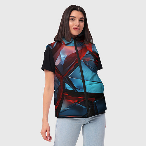 Женский жилет Камни в красном освещении / 3D-Светло-серый – фото 3
