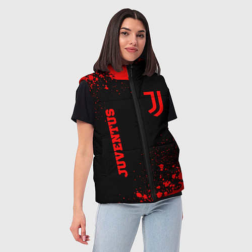 Женский жилет Juventus - red gradient вертикально / 3D-Черный – фото 3