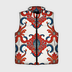 Женский жилет Узор красно-синий на белом фоне