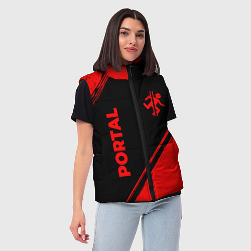 Женский жилет Portal - red gradient вертикально / 3D-Черный – фото 3