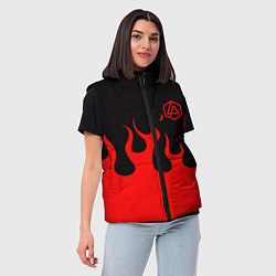 Женский жилет Linkin park logo fire, цвет: 3D-красный — фото 2