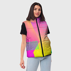 Женский жилет Неоновая геометрия градиент, цвет: 3D-светло-серый — фото 2