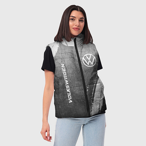 Женский жилет Volkswagen - grey gradient вертикально / 3D-Черный – фото 3