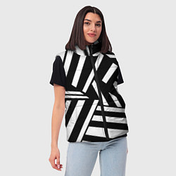 Женский жилет Геометрические линии - абстракция чб коллаж, цвет: 3D-красный — фото 2