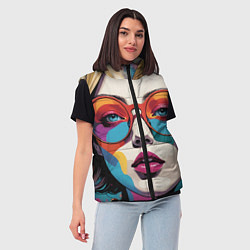 Женский жилет Девушка в солнечных очках поп-арт, цвет: 3D-красный — фото 2