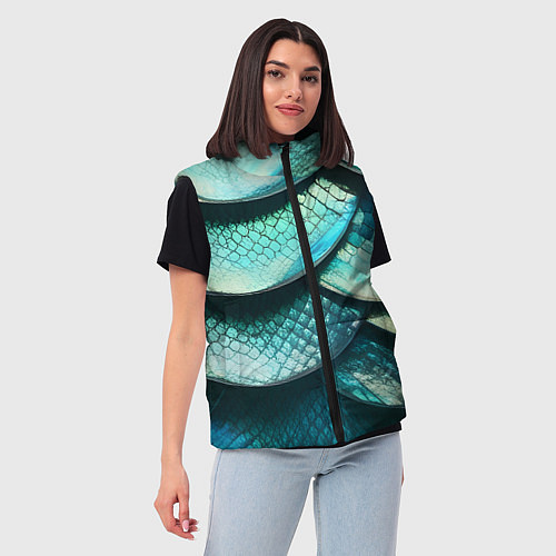 Женский жилет Чешуя крупной рыбы / 3D-Светло-серый – фото 3