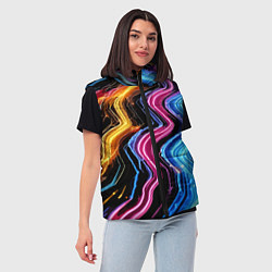 Женский жилет Неоновые полосы - нейроарт, цвет: 3D-красный — фото 2