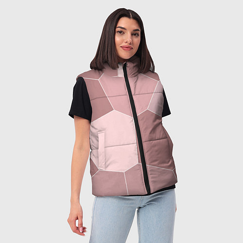 Женский жилет Пыльно-розовый крупная мозаика / 3D-Черный – фото 3