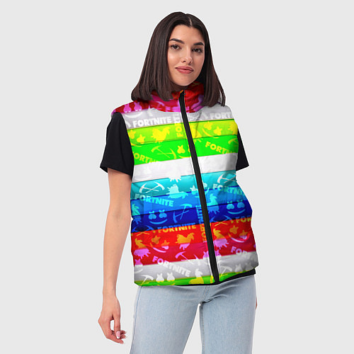 Женский жилет Fortnite color line / 3D-Черный – фото 3