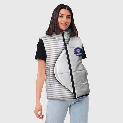 Женский жилет Saab metal texture / 3D-Светло-серый – фото 3