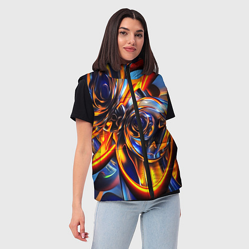 Женский жилет Жидкие краски фрактал / 3D-Красный – фото 3