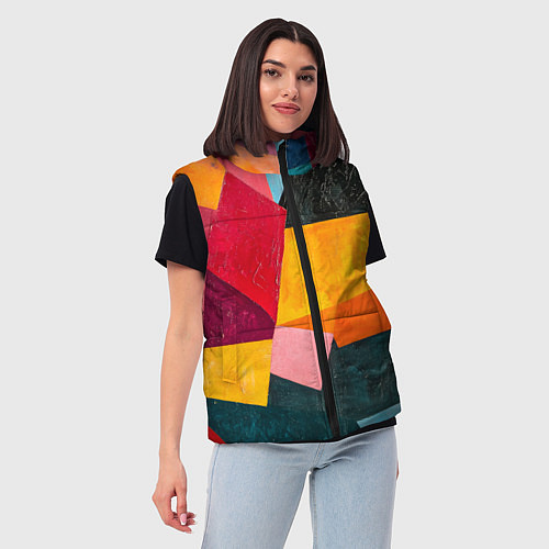 Женский жилет Геометрия мозайка / 3D-Черный – фото 3