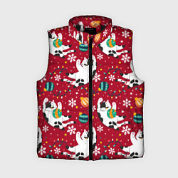 Женский жилет Новогодний паттерн с котиками