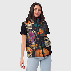 Женский жилет Хэллоуин страшилки черепа, цвет: 3D-светло-серый — фото 2