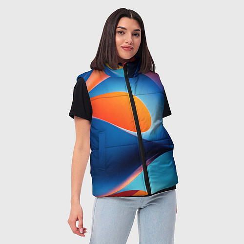 Женский жилет Абстрактный геометрический градиент / 3D-Черный – фото 3