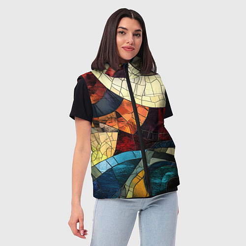 Женский жилет Эффект мозаики / 3D-Светло-серый – фото 3