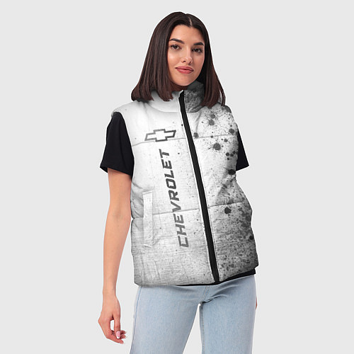Женский жилет Chevrolet - white gradient по-вертикали / 3D-Черный – фото 3