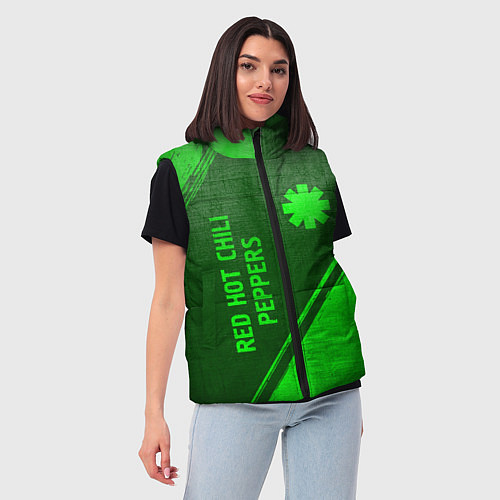 Женский жилет Red Hot Chili Peppers - green gradient вертикально / 3D-Черный – фото 3