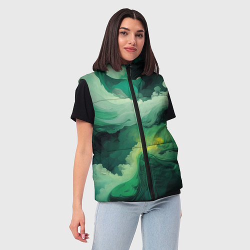 Женский жилет Изумрудные волны / 3D-Черный – фото 3