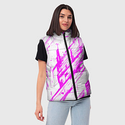 Женский жилет Розовые полосы на белом фоне, цвет: 3D-черный — фото 2