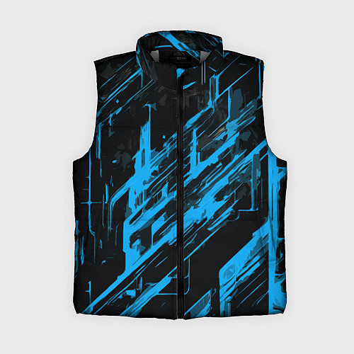 Женский жилет Blue stripes on a black background / 3D-Светло-серый – фото 1