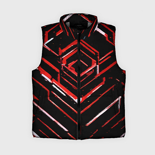 Женский жилет Красные смазанные линии на чёрном фоне / 3D-Светло-серый – фото 1