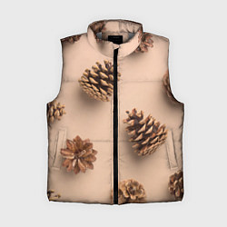 Женский жилет Еловые шишки на бежевом фоне