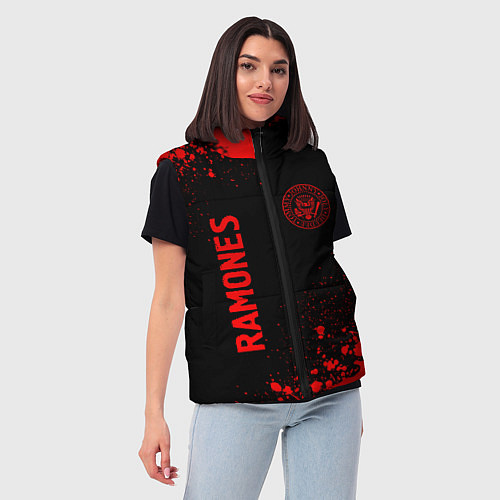 Женский жилет Ramones - red gradient вертикально / 3D-Черный – фото 3