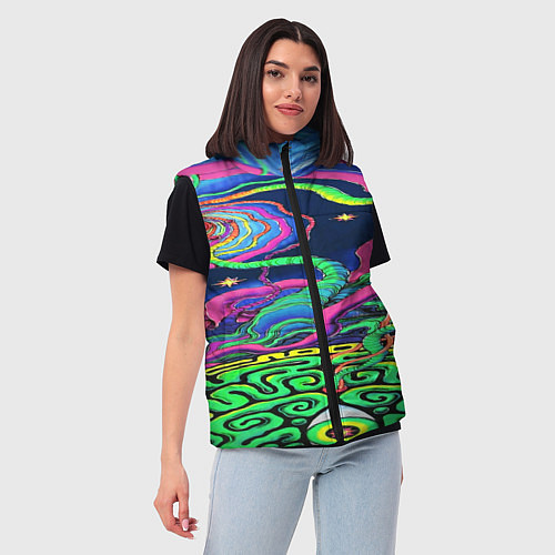 Женский жилет Оптические волны психоделика / 3D-Красный – фото 3
