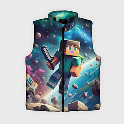 Женский жилет Стив с мечом в космосе -Майнкрафт, цвет: 3D-черный