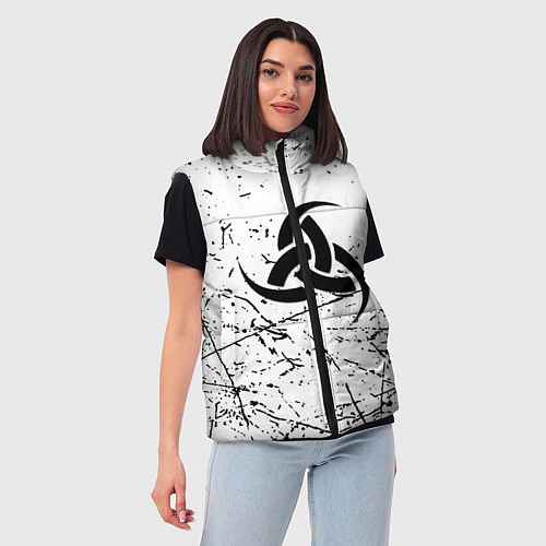 Женский жилет Символика славянская текстура / 3D-Черный – фото 3
