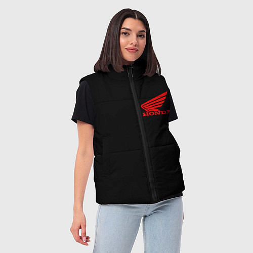 Женский жилет Honda red logo auto steel / 3D-Светло-серый – фото 3