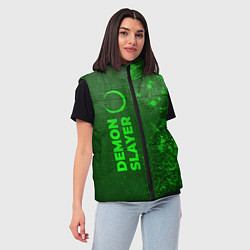 Женский жилет Demon Slayer - green gradient по-вертикали, цвет: 3D-черный — фото 2