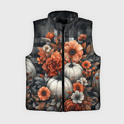Женский жилет Белые тыква с цветами, цвет: 3D-светло-серый