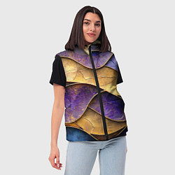 Женский жилет Фиолетовые и золотые волны, цвет: 3D-красный — фото 2