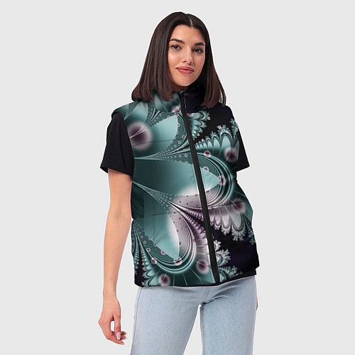 Женский жилет Фракталы узорный стиль / 3D-Черный – фото 3