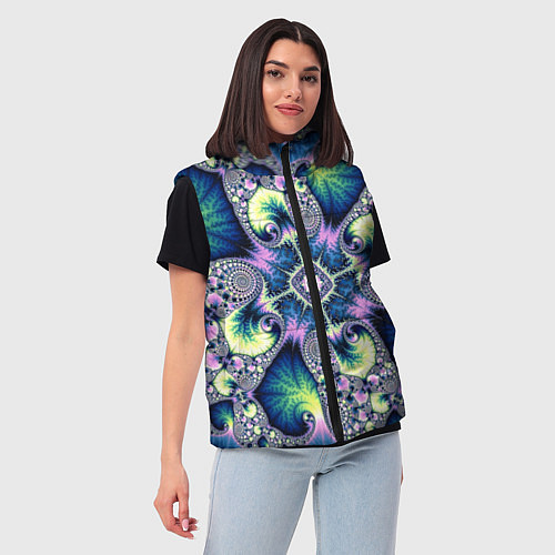 Женский жилет Оптический фрактал абстрактные узоры / 3D-Черный – фото 3