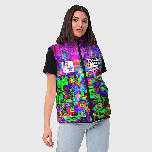 Женский жилет Vice city glitch game / 3D-Светло-серый – фото 3