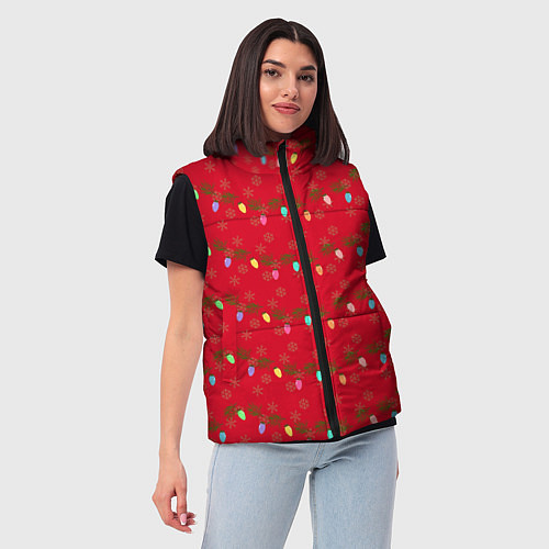 Женский жилет Гирлянды на красном / 3D-Красный – фото 3