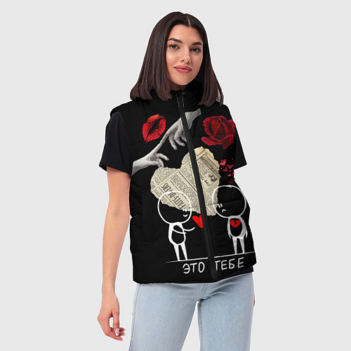 Женский жилет Любовь - сердце / 3D-Красный – фото 3