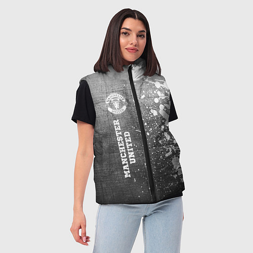 Женский жилет Manchester United - grey gradient по-вертикали / 3D-Черный – фото 3