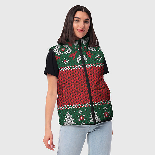 Женский жилет Knitted Christmas Pattern / 3D-Черный – фото 3