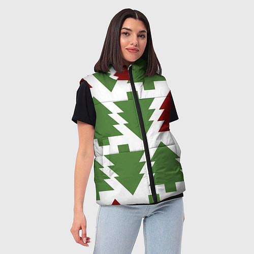Женский жилет Елочный новый год / 3D-Красный – фото 3