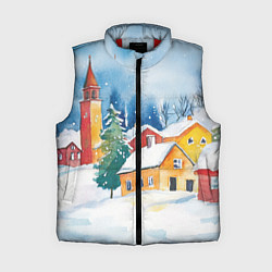 Женский жилет Новогодний праздничный город, цвет: 3D-красный