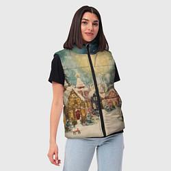 Женский жилет Милый новогодний городок, цвет: 3D-светло-серый — фото 2