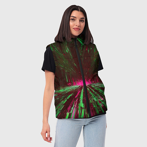 Женский жилет Абстрактный путь в розовый портал / 3D-Светло-серый – фото 3