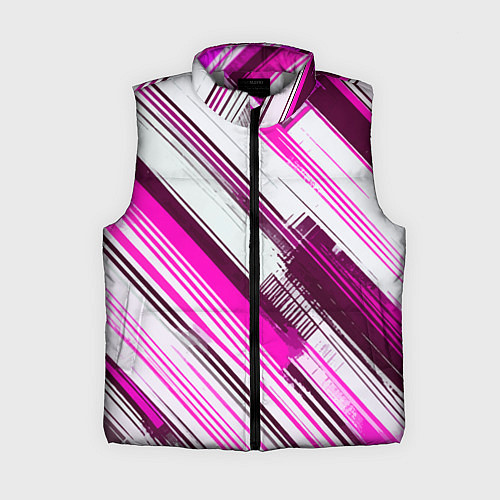 Женский жилет Розовые диагональные полосы на белом фоне / 3D-Светло-серый – фото 1