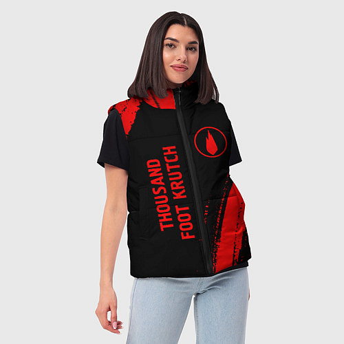 Женский жилет Thousand Foot Krutch - red gradient вертикально / 3D-Черный – фото 3