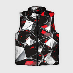 Женский жилет Красно-белый паттерн на чёрном фоне, цвет: 3D-черный